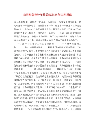 公司财务审计年终总结及XX年工作思路 