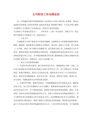 公司财务工作业绩总结 
