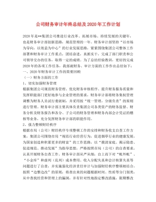 公司财务审计年终总结及2020年工作计划 