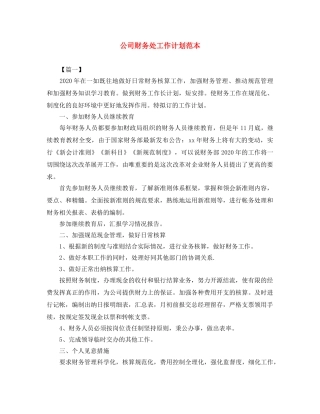 公司财务处工作计划范本 
