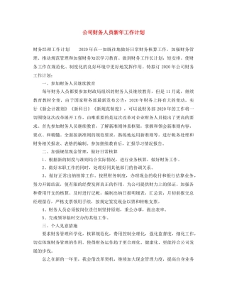 公司财务人员新年工作计划 