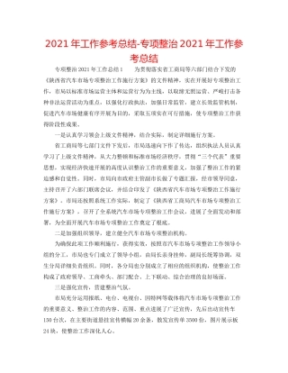 2021年工作参考总结专项整治年工作参考总结