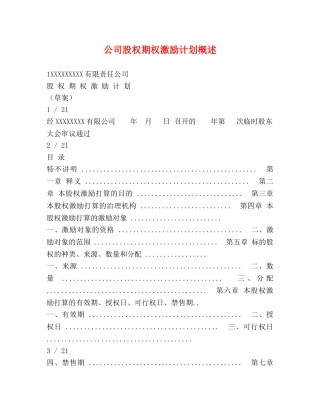 公司股权期权激励计划概述 