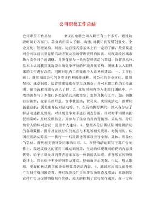公司职员工作总结 