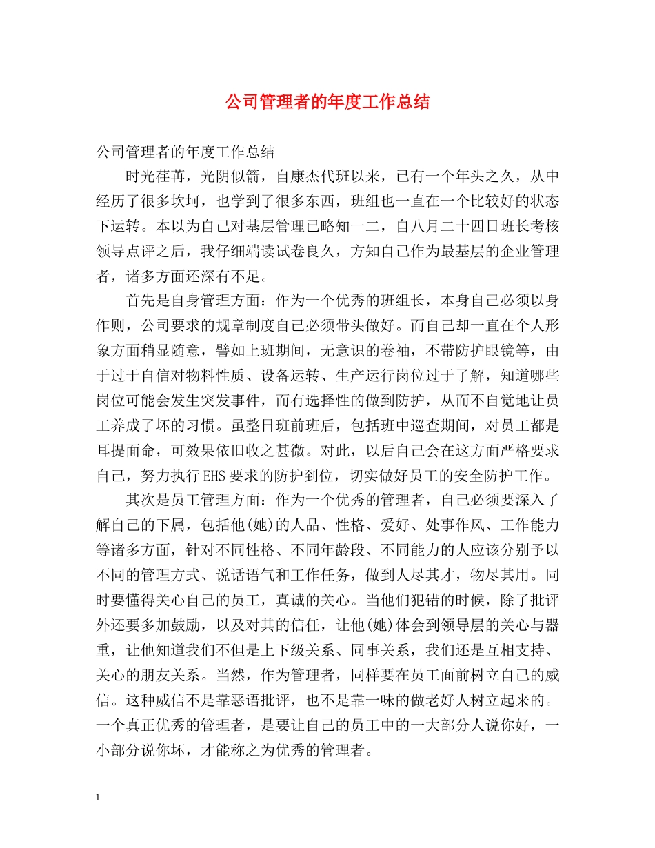 公司管理者的年度工作总结 _第1页