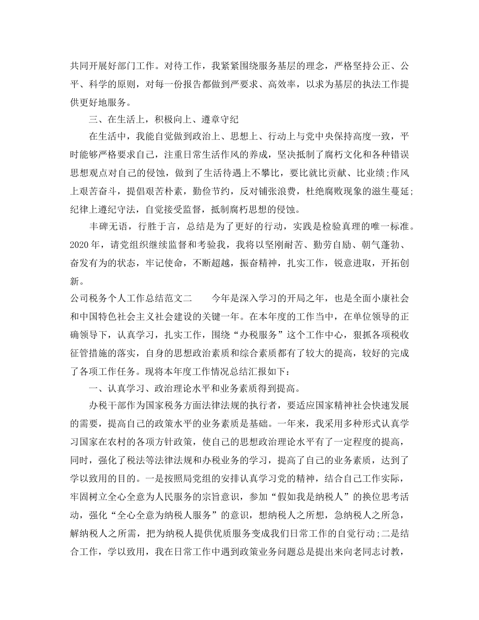 公司税务个人工作总结范文 _第2页