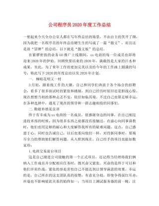 公司程序员2020年度工作总结 