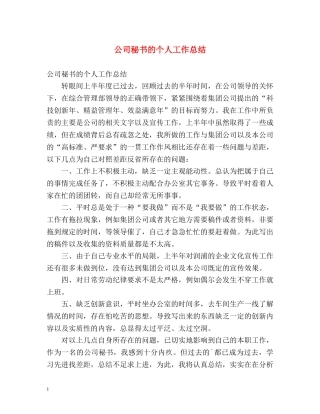 公司秘书的个人工作总结 