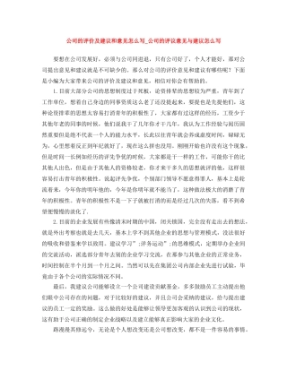 公司的评价及建议和意见怎么写_公司的评议意见与建议怎么写 