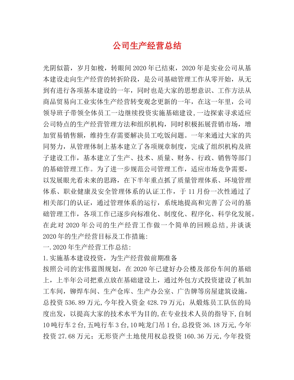公司生产经营总结 _第1页