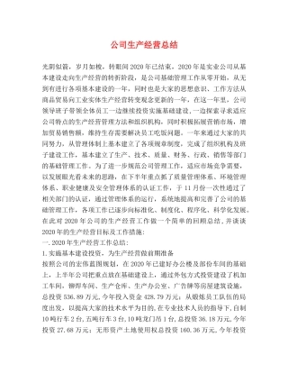公司生产经营总结 