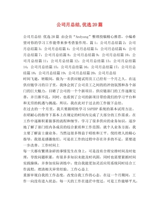 公司月总结,优选20篇 