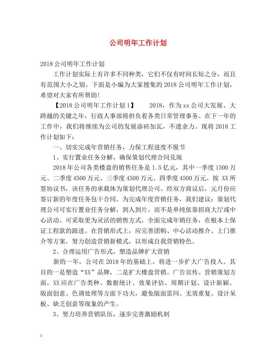 公司明年工作计划 _第1页