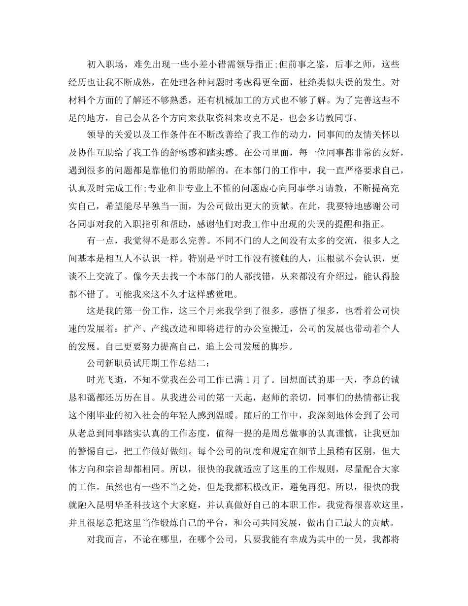 公司新职员试用期工作总结3篇 _第2页