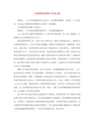 公司新职员试用期工作总结3篇 