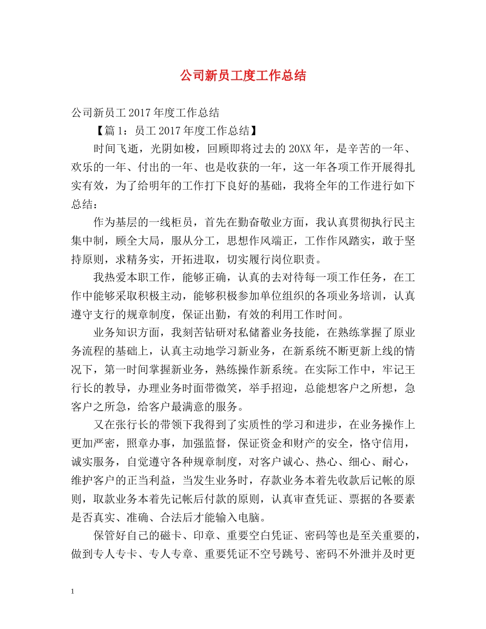 公司新员工度工作总结 _第1页