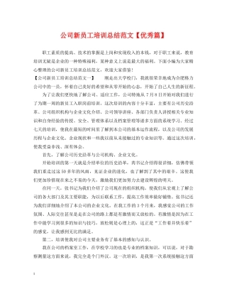 公司新员工培训总结范文【优秀篇】 