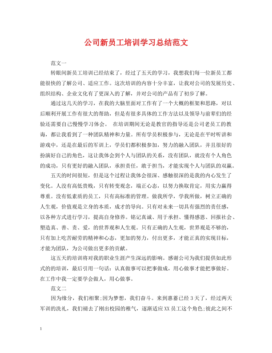 公司新员工培训学习总结范文 _第1页