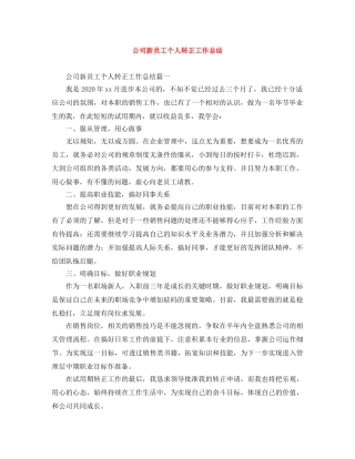 公司新员工个人转正工作总结 