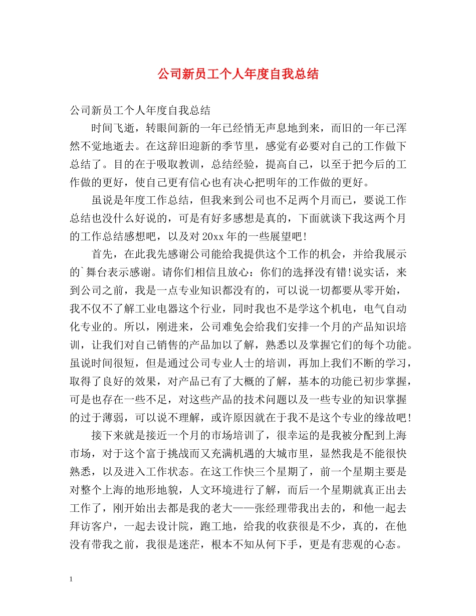 公司新员工个人年度自我总结 _第1页