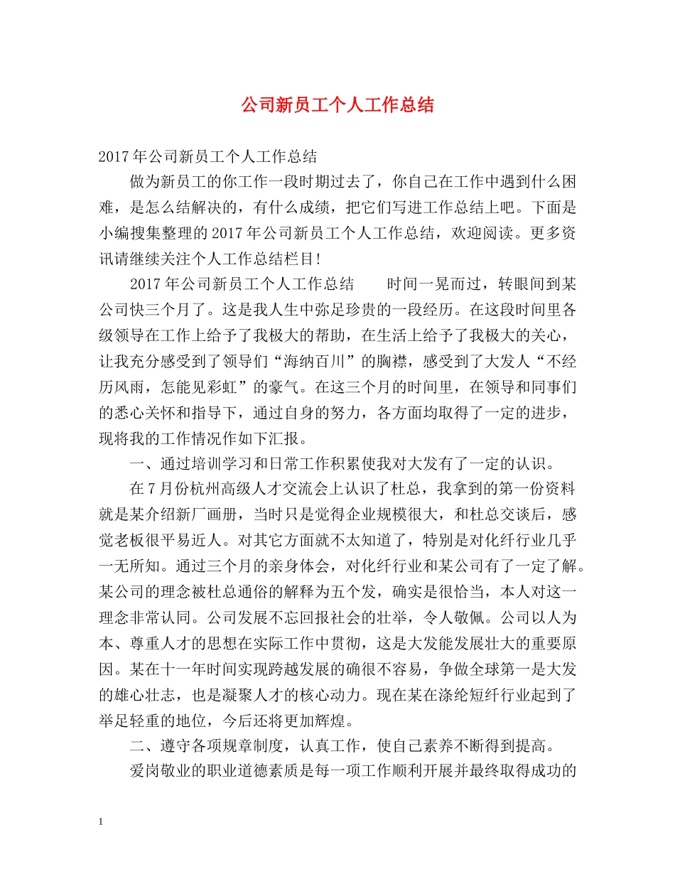 公司新员工个人工作总结 _第1页