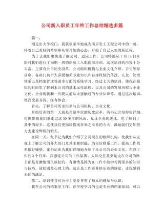 公司新入职员工年终工作总结精选多篇 