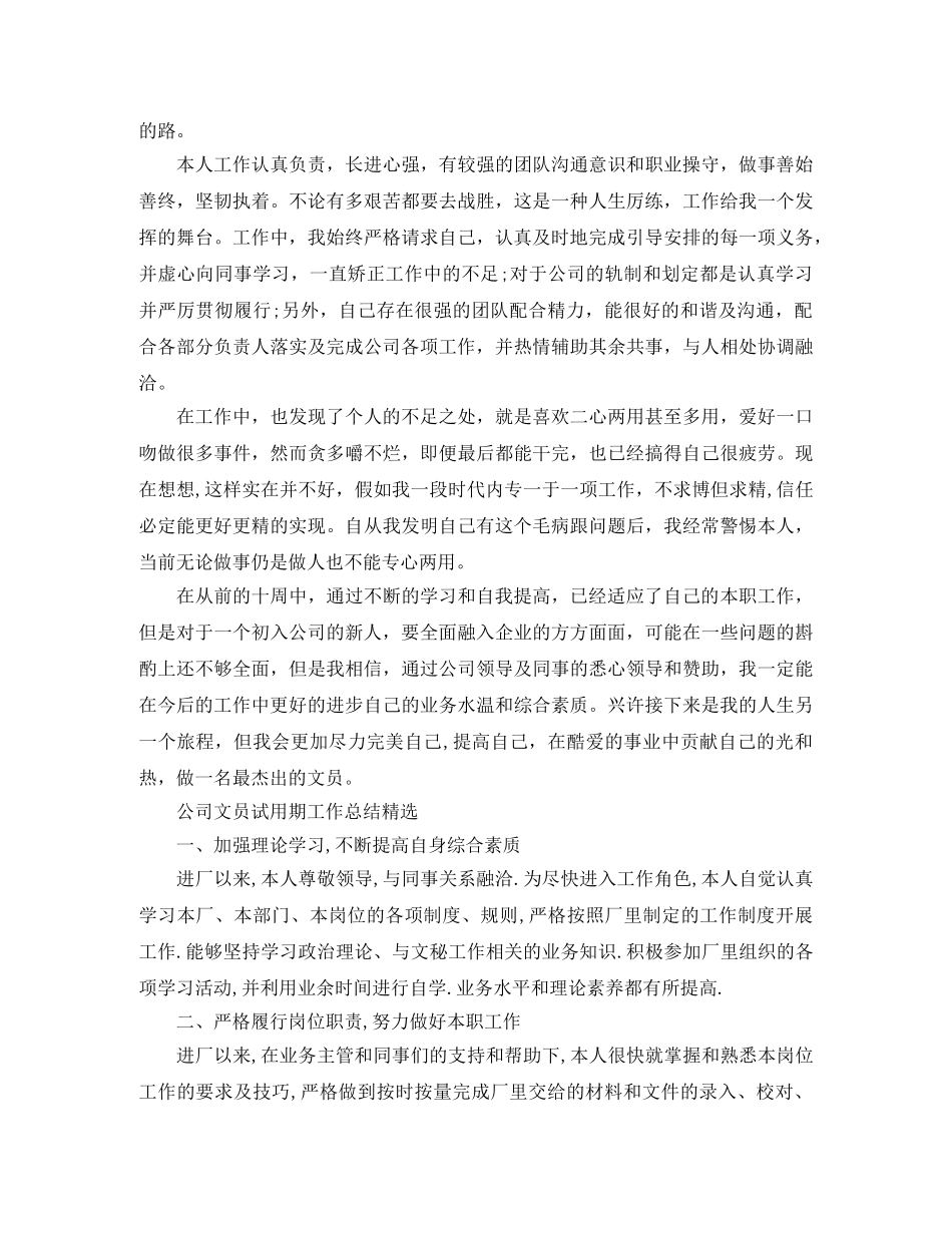 公司文员试用期的工作总结精选 _第3页