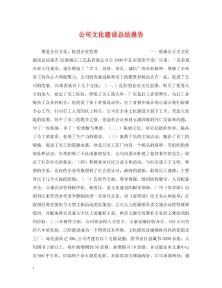 公司文化建设总结报告 