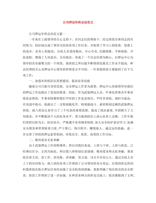 公司押运年终总结范文 