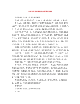公司年终总结表彰大会领导讲话稿 