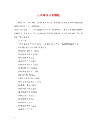 公司年度计划模板 