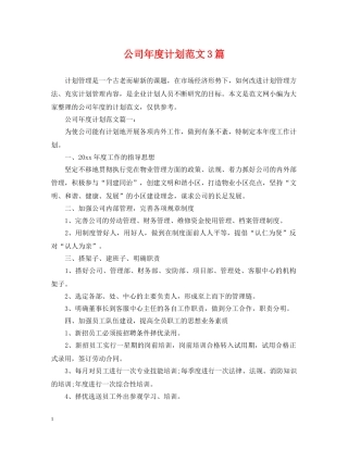公司年度计划范文3篇 