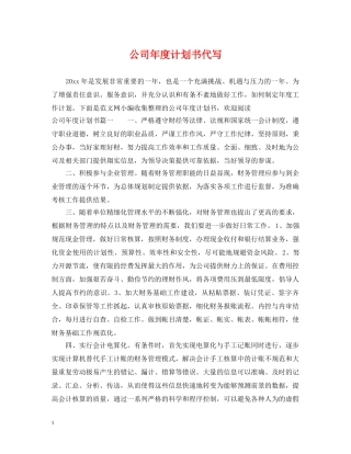 公司年度计划书代写 