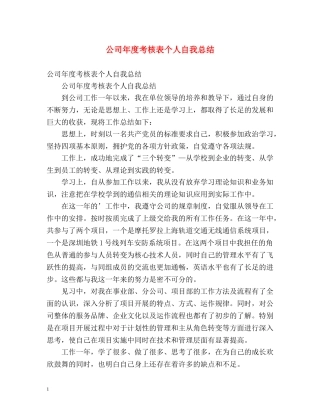 公司年度考核表个人自我总结 