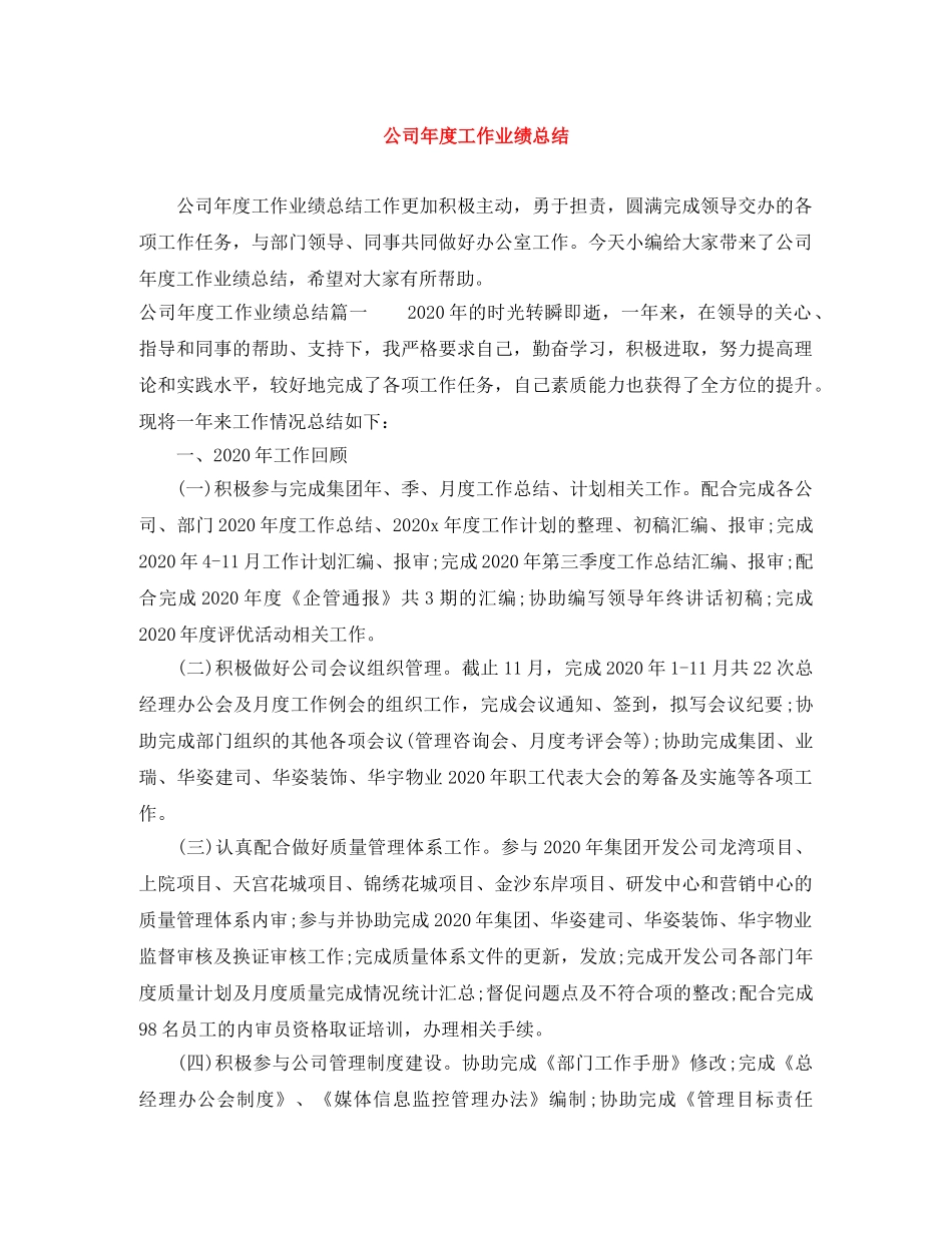 公司年度工作业绩总结 _第1页