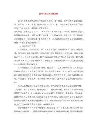 公司年度工作业绩总结 