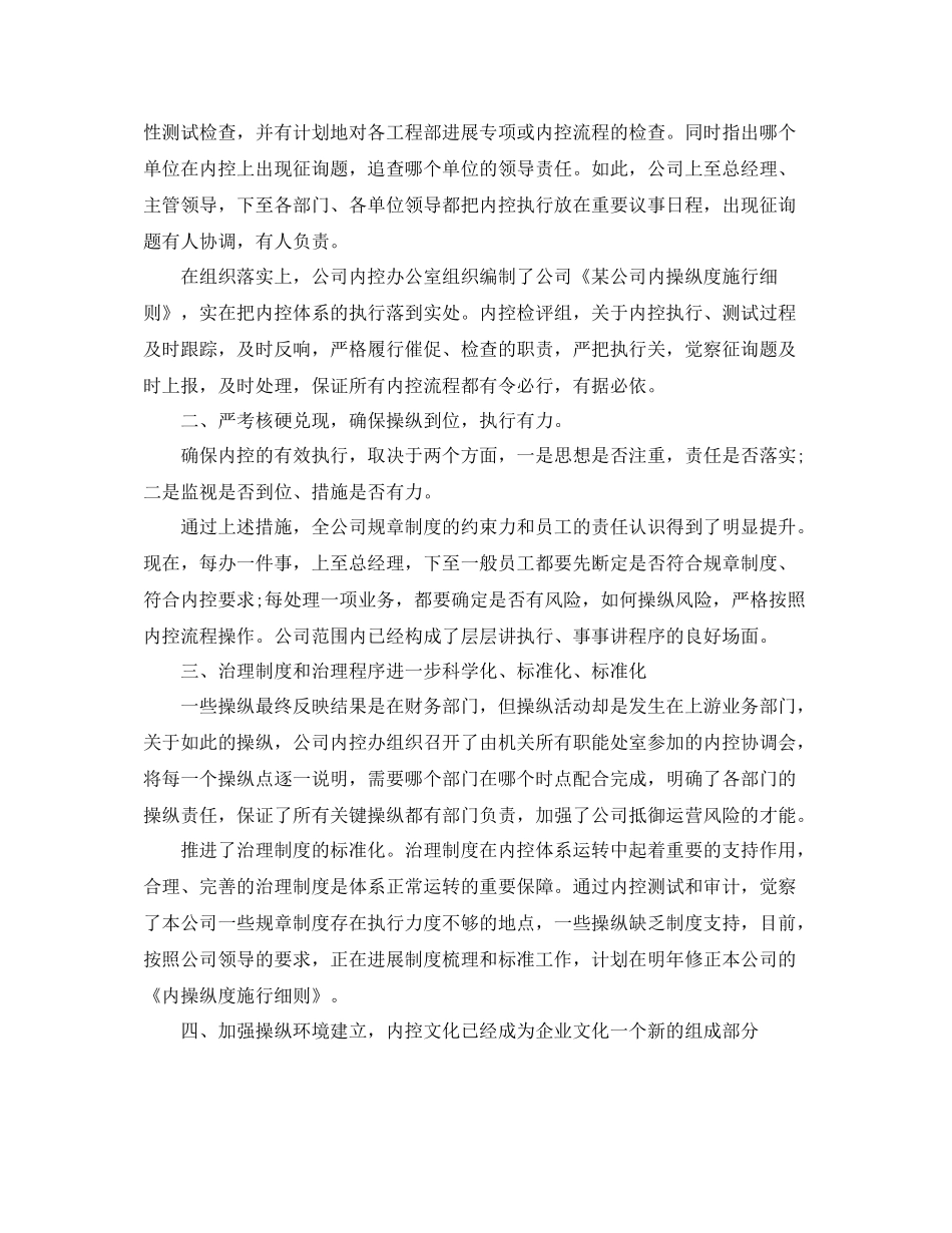 2021年工作参考总结公司内部控制工作参考总结汇报_第2页