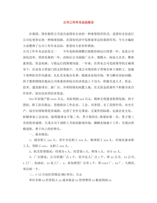 公司工作年末总结报告 