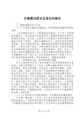 乡镇雁过拔毛自查自纠报告
