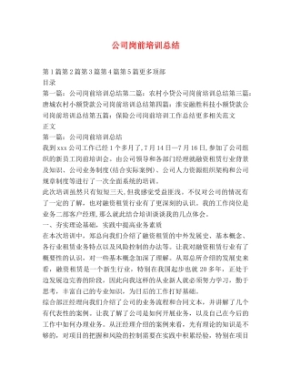 公司岗前培训总结 