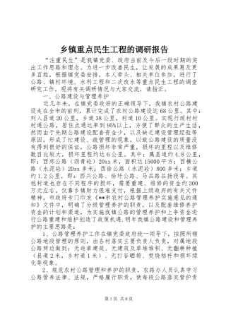 乡镇重点民生工程的调研报告