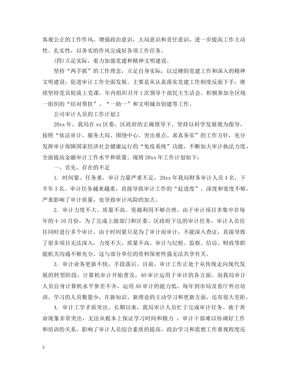 公司审计人员的工作计划 _第3页