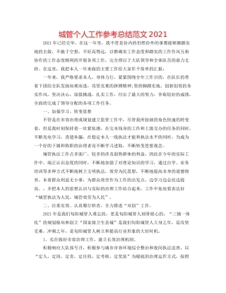 城管个人工作参考总结范文