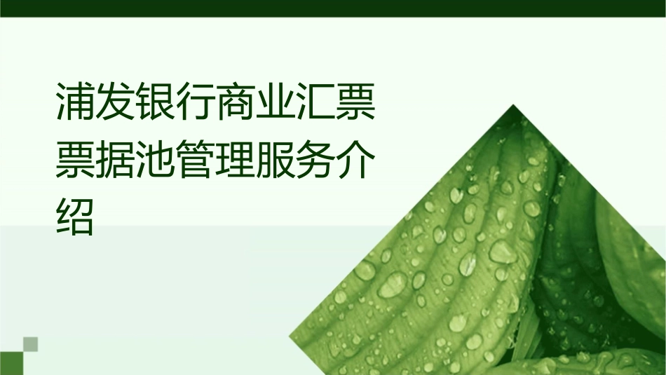 浦发银行商业汇票票据池管理服务介绍课件_第1页