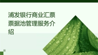 浦发银行商业汇票票据池管理服务介绍课件