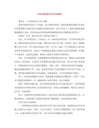 公司外贸业务员工作计划范文 