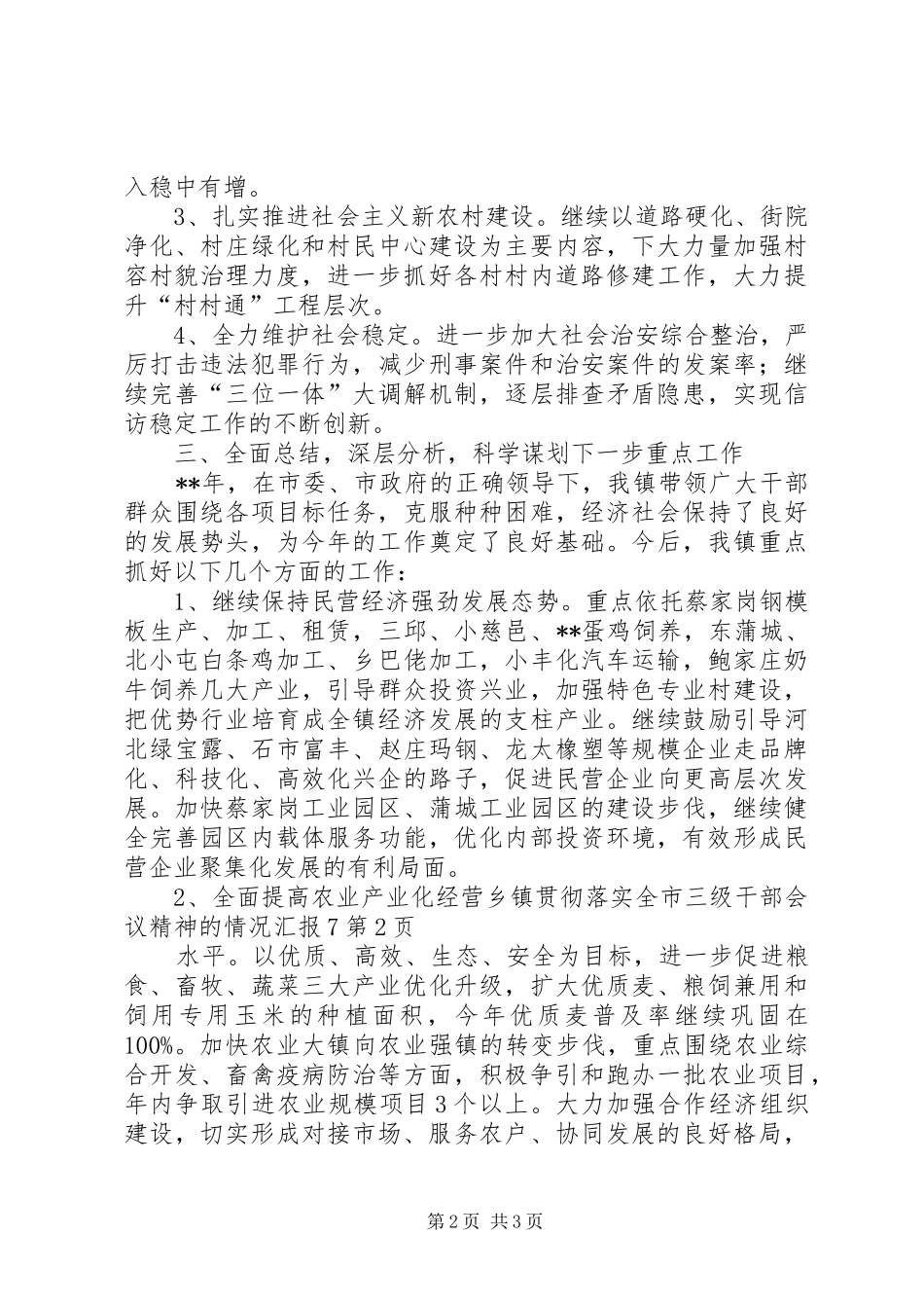 乡镇贯彻落实全市三级干部会议精神的情况汇报7_第2页