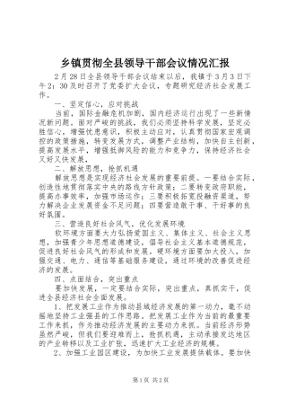 乡镇贯彻全县领导干部会议情况汇报