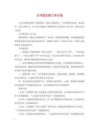 公司团支部工作计划 