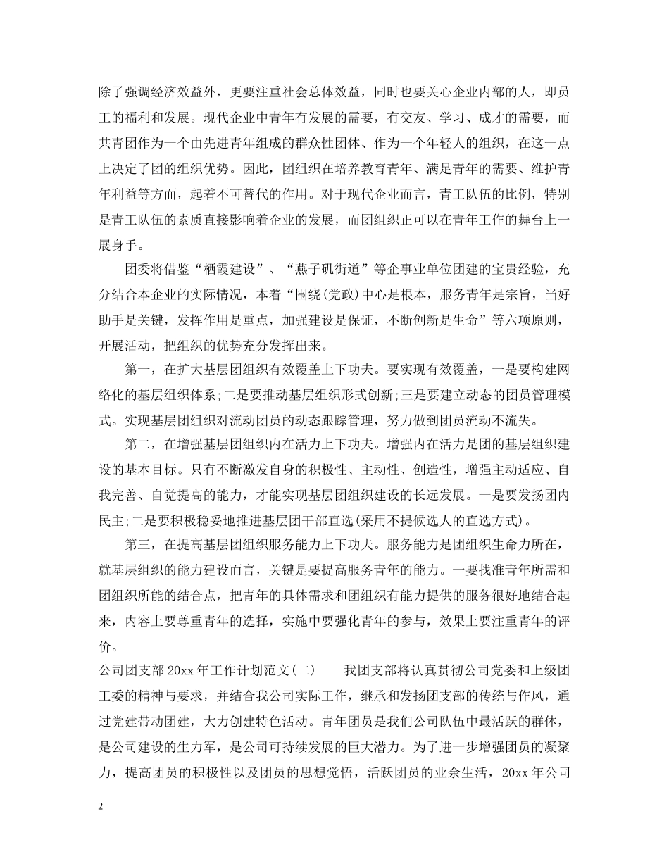 公司团支部2020年工作计划范文 _第2页